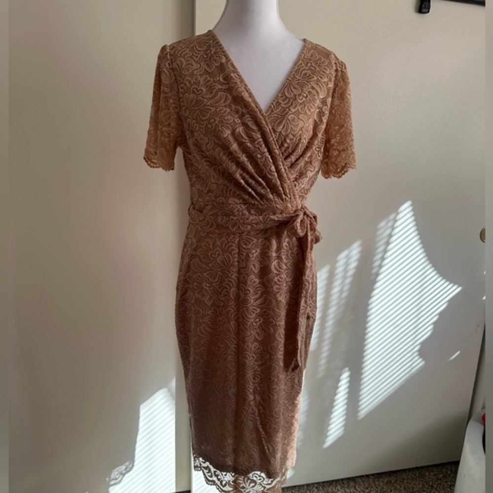 Grace Karin Lace Midi Dress in Blush